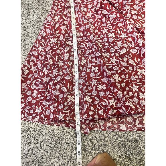 Madewell Wrap Dress Sz S Red Floral‎ Cotton Short Sleeve V-Neck Casual Cottage - Picture 11 of 15